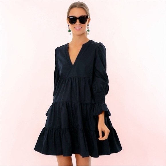 POMANDER PLACE by TUCKERNUCK Women's Cotton Poplin Kenzo Mini Dress in Navy (S) - Picture 8 of 8